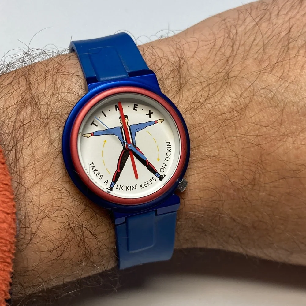 Vintage Timex man T43 watch, new battery, rubber strap, rare model